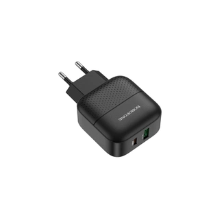 Зарядний пристрій BOROFONE BA46A Premium 1xUSB-C PD + 1xUSB QC3.0 18W Black (6931474727336) зображення 1