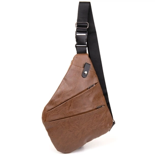 Сумка Vintage Слінг шкірозамінник Світло-коричнева (20567) зображення 1