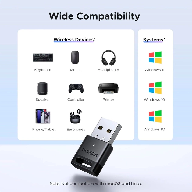 Bluetooth-адаптер Ugreen USB Bluetooth 5.4 CM748 Black (45134) - picture 4