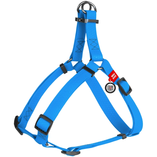Шлея для собак WAUDOG Waterproof з QR-паспортом 30-39 см блакитна (27632) - зображення 1