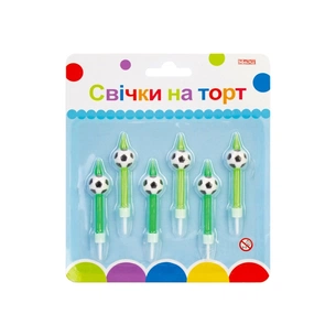 Свічка Maxi М'ячі 6 шт, 6 підставок до свічок (MX620158) зображення 1