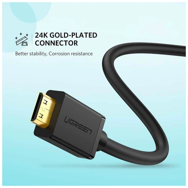 Перехідник Mini HDMI M to HDMI F 0.22m black Ugreen (20137) - picture 6