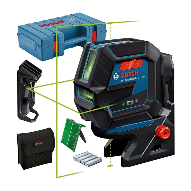 Лазерний нівелір Bosch Professional GCL 2-50 G, до 15 м, з тримачем RM 10, затиском DK 10, мішенню, кейс (0.601.066.M02) - зображення 9