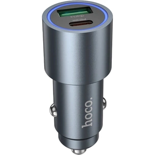 Зарядний пристрій HOCO 1xUSB-C PD30W + 1xUSB QC3.0 48W car adapter Z60 gray (6942007642095) зображення 1