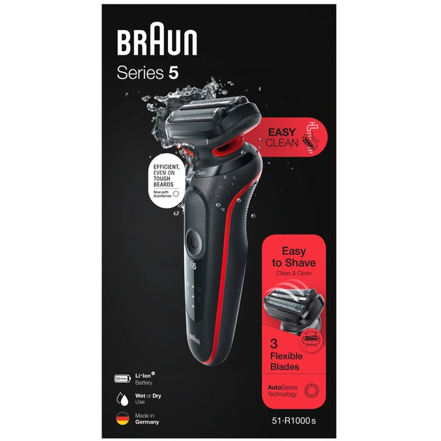 Електробритва Braun Series 5 51-R1000s BLACK / RED - зображення 8