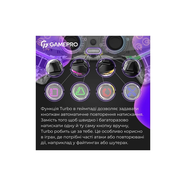 Геймпад GamePro GPS13T BT 5.3/USB/PC/iOS/Android/PS3/PS4 RGB Transparent (GPS13T) - изображение 10