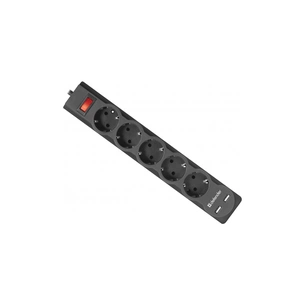Мережевий фільтр живлення Defender DFS 751, 1.8m, 5роз., 2xUSB (99751) зображення 1