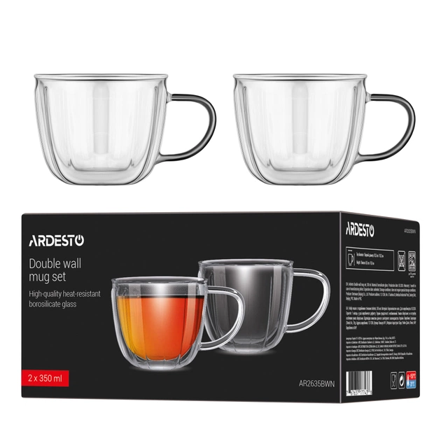 Набір чашок Ardesto 350мл, 2шт, боросилікатне скло, прозора (AR2635BWN) - picture 5