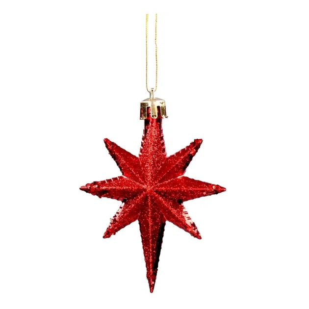 Ялинкова іграшка Chomik Зірки, 9 см, пластикові 4 шт, червоні (5901292631147_3) - picture 2