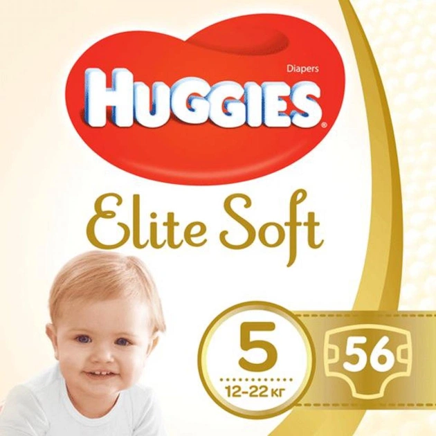 Підгузки Huggies Elite Soft 5 Mega (12-22 кг) 56 шт (5029053545318) - изображение 1