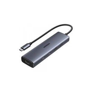 Концентратор Ugreen USB-C to 1xUSB-A 3.2 + 1xUSB-A 2.0 + 2xUSB-C 3.2 + RJ45 + PD CM512 gray (45320) зображення 1