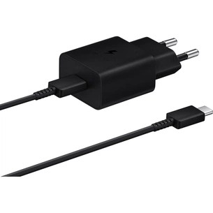 Зарядний пристрій Samsung USB-С 15W Black + Cable USB-C 1m (EP-T1510XBEGEU) зображення 1