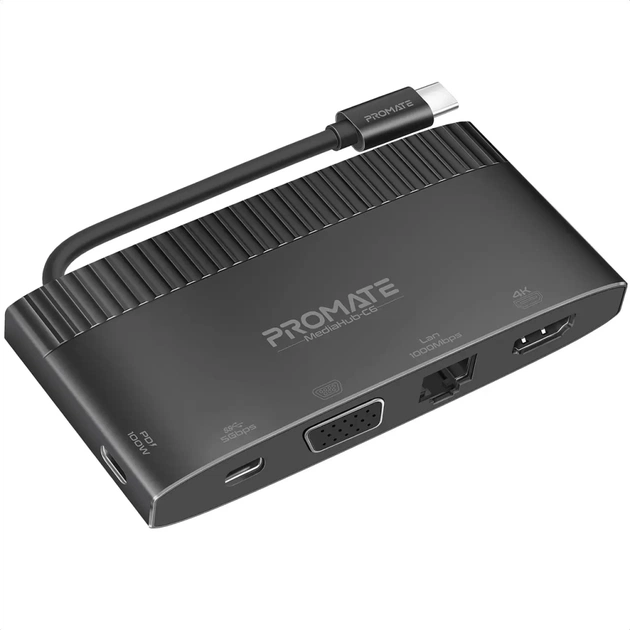 Концентратор Promate USB Hub 6 ports mediahub-c6.black (mediahub-c6.black) - изображение 1