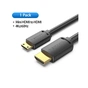 Кабель мультимедійний HDMI M to HDMI micro M 3.0m V2.0 4K60Hz Vention (AGHBI) - зменшене зображення 2