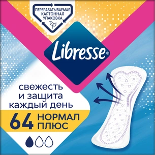 Щоденні прокладки Libresse Daily Fresh Plus Normal 64 шт. (7322540757187) зображення 1