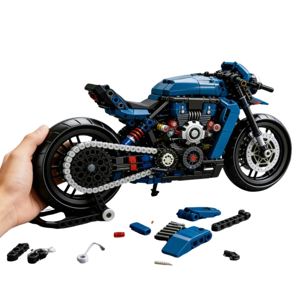 Конструктор мотоцикл Track Dominator Retro Blue 1:8 - изображение 1