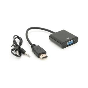 Перехідник HDMI M to VGA F + Audio 0.1m 4K/2K black Voltronic (YT-C-HDMI(M)/VGA(F)+AUX-B) зображення 1