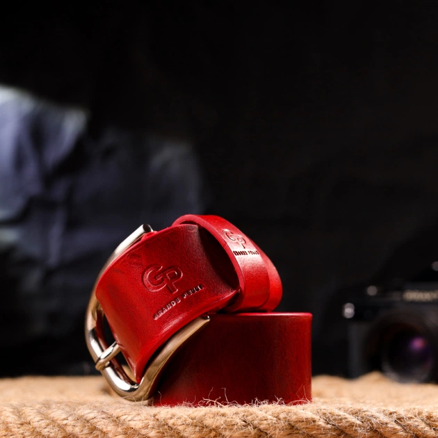 Ремінь Grande Pelle Жіночий з натуральної шкіри Червоний (21475) - зображення 10