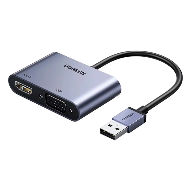Перехідник USB 3.0 to HDMI + VGA CM449 gray Ugreen (20518) - зображення 1