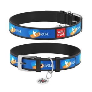 Нашийник для тварин WAUDOG Design з QR паспортом "Прапор" Ш 20 мм Д 29-38 см чорний (3604-0229-01) зображення 1