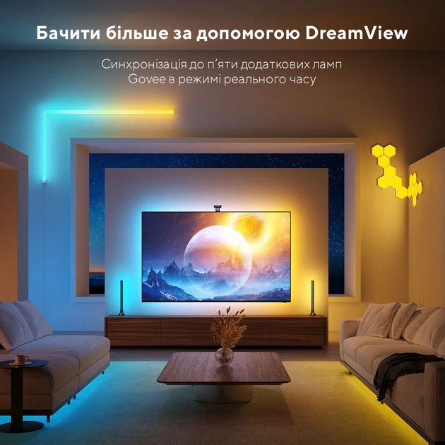 Світлодіодна стрічка розумна Govee H605C Envisual TV Backlight T2 with Dual Cameras 55-65` RGBIC, 3.6 м, Black (H605C311) - зображення 1