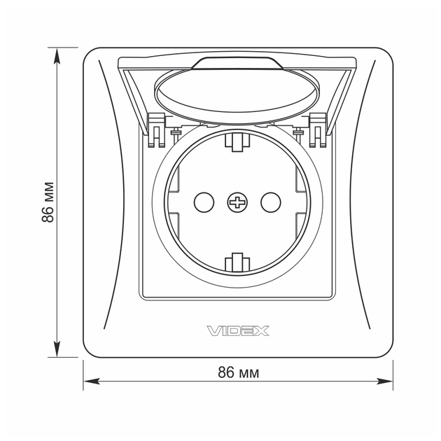 Розетка Videx BINERA 1ая із заземленням і кришкою крем (VF-BNSK1GС-CR) - зображення 6