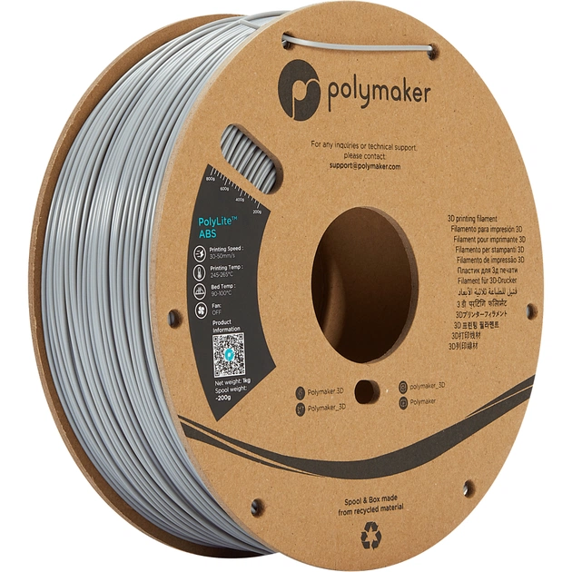 Пластик для 3D-принтера Polymaker ABS POLYLITE 1,75mm 1kg GREY (PE01003) - изображение 1