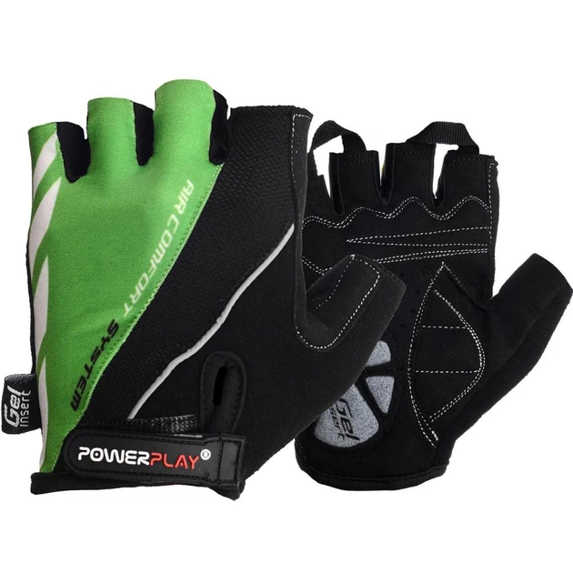 Велорукавиці PowerPlay 5024 Black/Green M (5024B_M_Green) - изображение 1