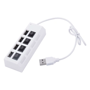 Концентратор Voltronic USB 2.0 to 4xUSB with switches white (YT-HWS4HS-W) зображення 1