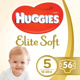 Підгузки Huggies Elite Soft 5 Mega (12-22 кг) 56 шт (5029053545318) зображення 1