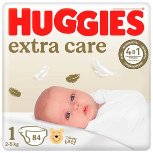 Підгузки Huggies Extra Care Розмір 1 (2-5 кг) 84 шт (5029053578057) зображення 1