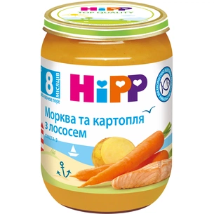 Дитяче пюре HiPP Морква і картопля з лососем, 190 г (9062300128694) зображення 1