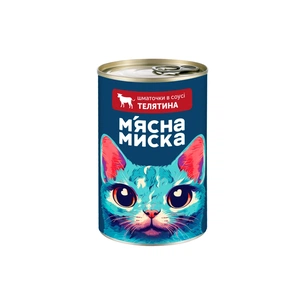 Консерви для котів М'ясна Миска шматочки в соусі з телятиною 415 г (4820255192161) зображення 1