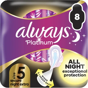 Гігієнічні прокладки Always Platinum Secure Night Extra Розмір 5 8 шт. (8700216186742) зображення 1