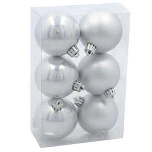 Ялинкова іграшка Chomik пластикові кульки 6 шт, 6 см, сріблясті (5900779893863_2) зображення 1