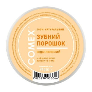 Зубний порошок Comex Натуральний Відбілювальний З ефірною олією лимона та м'яти 70 г (4820230953046) изображение 1