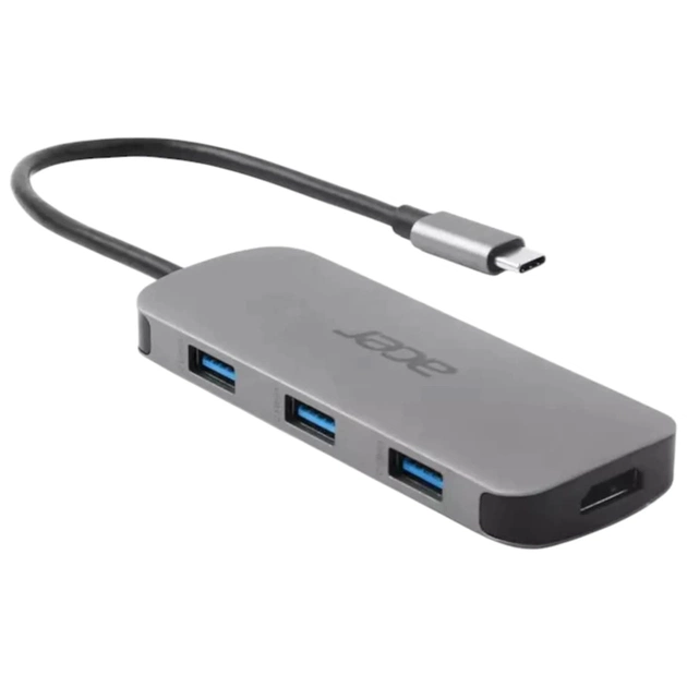 Концентратор Acer USB-C 7-in-1 3xUSB 3.2 + HDMI + USB-C + PD + SD gray (HP.DSCAB.018) - изображение 1