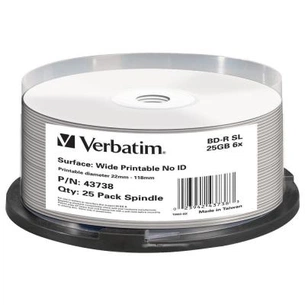 Диск BD Verbatim 25Gb 6x Cacke 25шт Wide Printable (43738) изображение 1