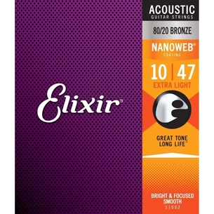 Струни для гітари Elixir 11002 Nanoweb 80/20 Bronze Acoustic Extra Light (10-47) (240666) зображення 1