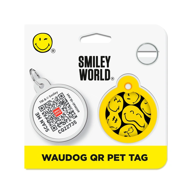 Адресник для тварин WAUDOG Smart ID з QR паспортом "Смайли на чорному", коло 30 мм (230-0181) - picture 5