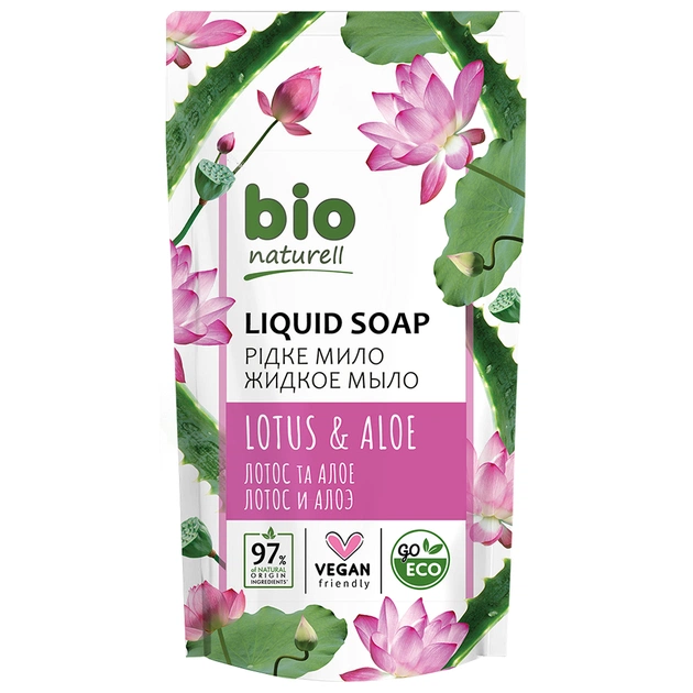 Рідке мило Bio Naturell Лотос і алое дой-пак 460 мл (4820168433689) - изображение 1