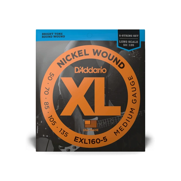 Струны для гитары D'Addario XL Nickel Wound Bass Medium 5-String (50-135) (EXL160-5) - изображение 1