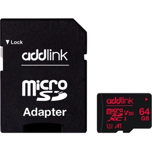 Карта пам'яті AddLink 64GB microSDXC class 10 UHS-I V30 U3 A1 (ad64GBMSXU3A) зображення 1