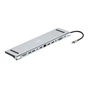 Концентратор 2E USB-C 10-in-1 3xUSB + 2xUSB-C + 2xHDMI + VGA + 3.5mm + microSD/SD + 1xRJ45 0.15m gray (2E-W2703) - зменшене зображення 1