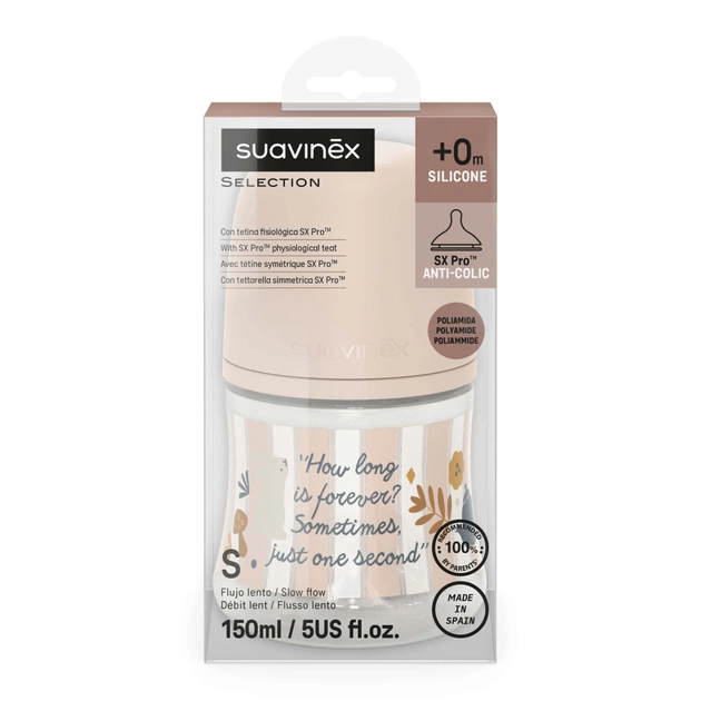 Бутылочка для кормления Suavinex Wonderland 150 мл, физиологическая, медленный поток, розовая (308744) - изображение 3