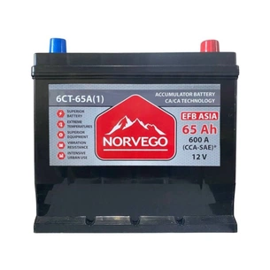 Акумулятор автомобільний NORVEGO ВЕСТА Asia EFB 65A +прав (0) (600 пуск) зображення 1