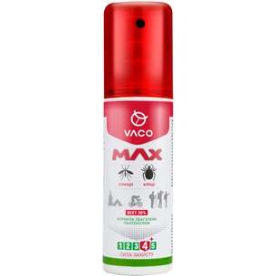 Спрей від комах Vaco Max від комарів, кліщів і мошок Deet 30% з пантенолом 80 мл (5901821952590) зображення 1