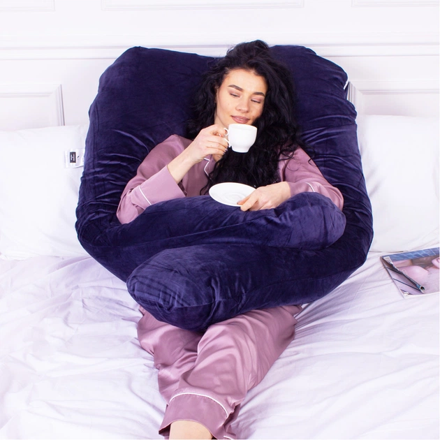 Подушка MirSon для вагітних та відпочинку Velvet Line №8020 U-подібна Navy blue (2200006178521) - picture 7