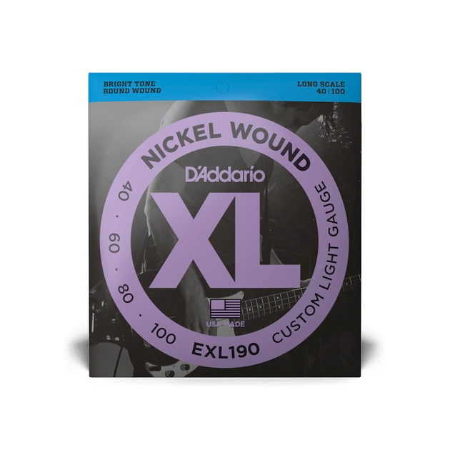 Струны для гитары D'Addario XL Nickel Wound Bass Custom Light (40-100) (EXL190) - изображение 1