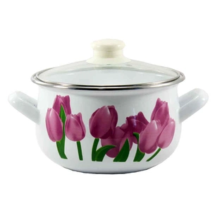 Каструля Interos емаль Тюльпани 3,0л (ІТ-560-18) зображення 1